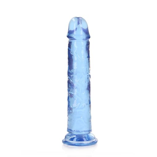 Realrock Crystal Clear Straight 7 In. Dildo Without Balls Blue - Image 3