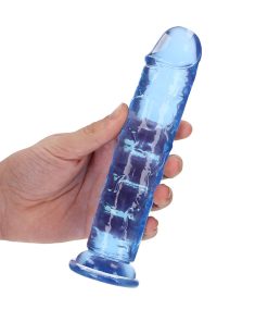 Realrock Crystal Clear Straight 7 In. Dildo Without Balls Blue