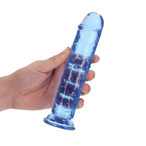 Realrock Crystal Clear Straight 7 In. Dildo Without Balls Blue - Image 5