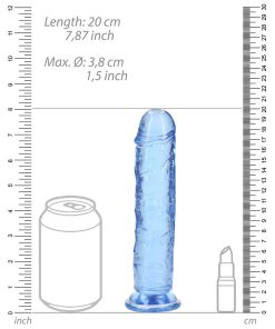 Realrock Crystal Clear Straight 7 In. Dildo Without Balls Blue