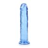 Realrock Crystal Clear Straight 8 In. Dildo Without Balls Blue