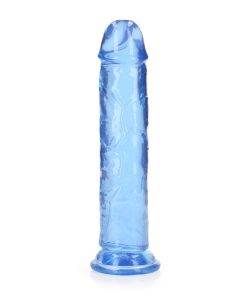 Realrock Crystal Clear Straight 8 In. Dildo Without Balls Blue