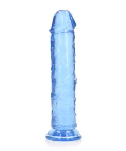 Realrock Crystal Clear Straight 8 In. Dildo Without Balls Blue