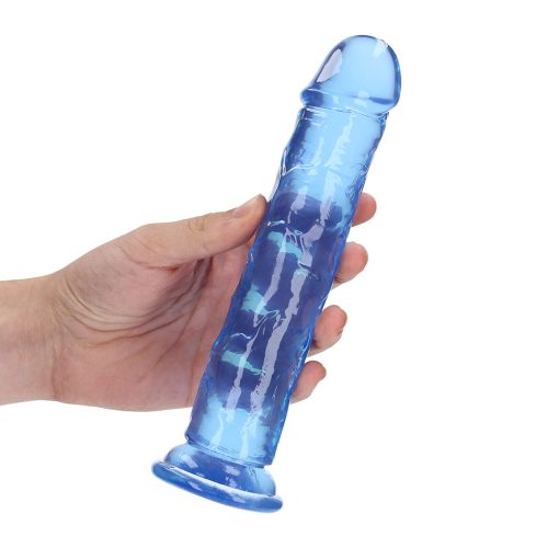 Realrock Crystal Clear Straight 8 In. Dildo Without Balls Blue - Image 5