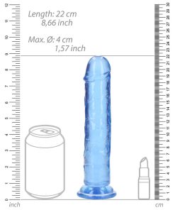 Realrock Crystal Clear Straight 8 In. Dildo Without Balls Blue