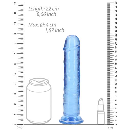 Realrock Crystal Clear Straight 8 In. Dildo Without Balls Blue - Image 6
