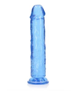Realrock Crystal Clear Straight 10 In. Dildo Without Balls Blue