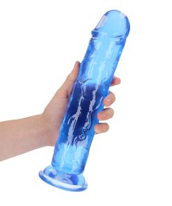 Realrock Crystal Clear Straight 11 In. Dildo Without Balls Blue