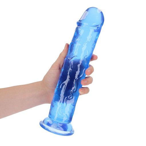 Realrock Crystal Clear Straight 11 In. Dildo Without Balls Blue - Image 5
