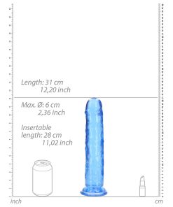 Realrock Crystal Clear Straight 11 In. Dildo Without Balls Blue