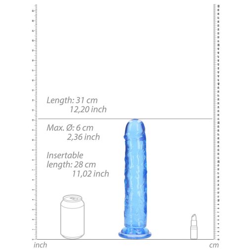 Realrock Crystal Clear Straight 11 In. Dildo Without Balls Blue - Image 6