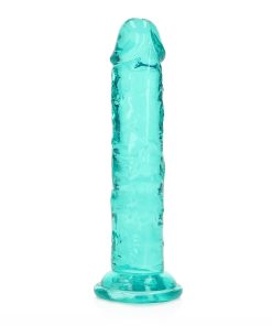 Realrock Crystal Clear Straight 6 In. Dildo Without Balls Turquoise
