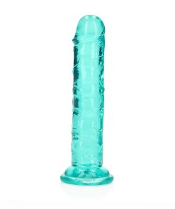 Realrock Crystal Clear Straight 6 In. Dildo Without Balls Turquoise