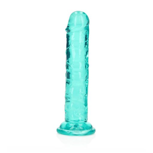 Realrock Crystal Clear Straight 6 In. Dildo Without Balls Turquoise - Image 2