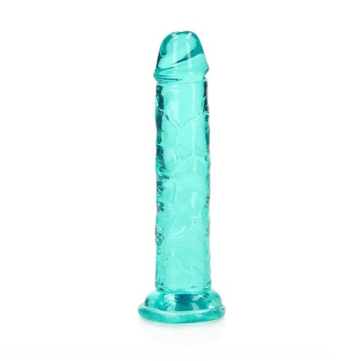 Realrock Crystal Clear Straight 6 In. Dildo Without Balls Turquoise - Image 3