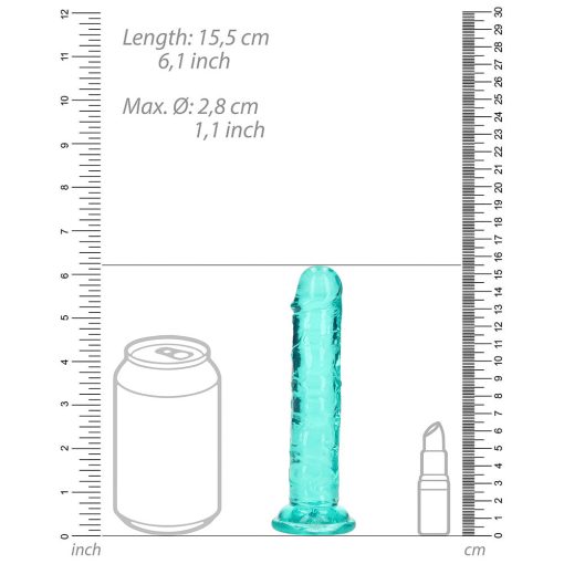 Realrock Crystal Clear Straight 6 In. Dildo Without Balls Turquoise - Image 6