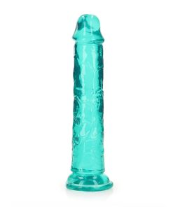 Realrock Crystal Clear Straight 7 In. Dildo Without Balls Turquoise