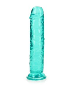 Realrock Crystal Clear Straight 7 In. Dildo Without Balls Turquoise