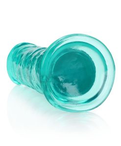 Realrock Crystal Clear Straight 7 In. Dildo Without Balls Turquoise