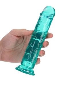 Realrock Crystal Clear Straight 7 In. Dildo Without Balls Turquoise