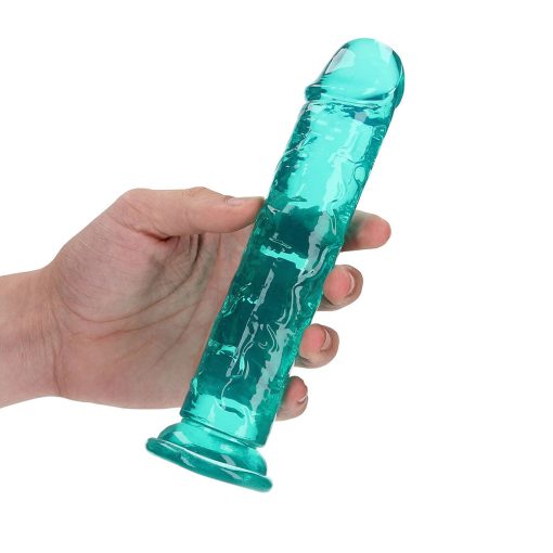 Realrock Crystal Clear Straight 7 In. Dildo Without Balls Turquoise - Image 5