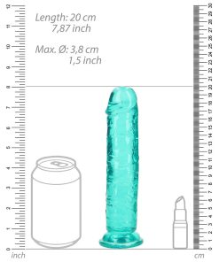 Realrock Crystal Clear Straight 7 In. Dildo Without Balls Turquoise