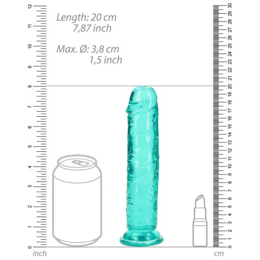 Realrock Crystal Clear Straight 7 In. Dildo Without Balls Turquoise - Image 6