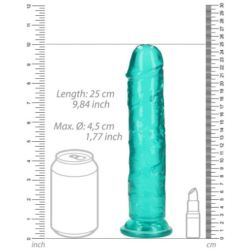 Realrock Crystal Clear Straight 9 In. Dildo Without Balls Turquoise - Image 6
