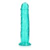 Realrock Crystal Clear Straight 11 In. Dildo Without Balls Turquoise