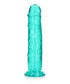 Realrock Crystal Clear Straight 11 In. Dildo Without Balls Turquoise
