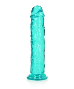 Realrock Crystal Clear Straight 11 In. Dildo Without Balls Turquoise