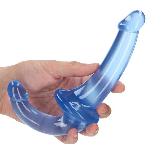 Realrock Crystal Clear 6 In. Strapless Strap-On Dildo Blue - Image 4