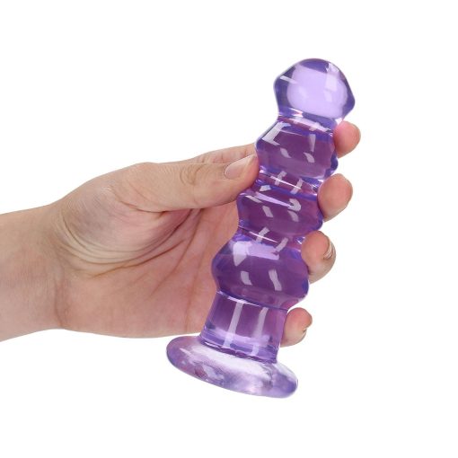 Realrock Crystal Clear Curvy 5.5 In. Dildo/Plug Purple - Image 3