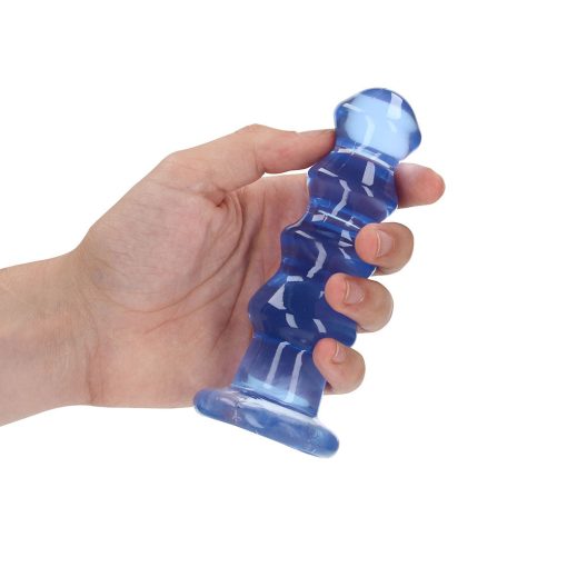 Realrock Crystal Clear Curvy 5.5 In. Dildo/Plug Blue - Image 3