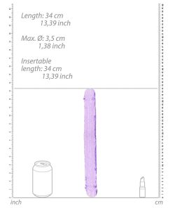 Realrock Crystal Clear Double Dong 13 In. Dual-Ended Dildo Purple