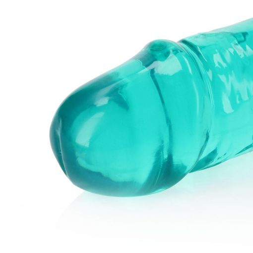 Realrock Crystal Clear Double Dong 13 In. Dual-Ended Dildo Turquoise - Image 3