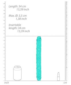 Realrock Crystal Clear Double Dong 13 In. Dual-Ended Dildo Turquoise