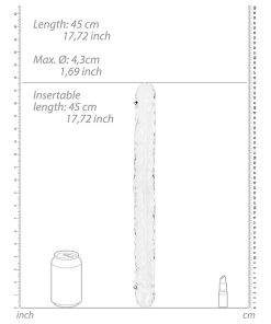 Realrock Crystal Clear Double Dong 18 In. Dual-Ended Dildo Clear