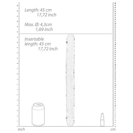 Realrock Crystal Clear Double Dong 18 In. Dual-Ended Dildo Clear - Image 4