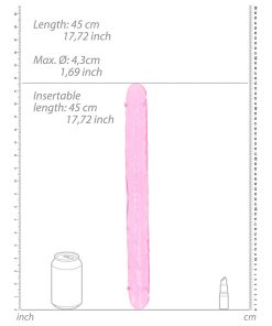 Realrock Crystal Clear Double Dong 18 In. Dual-Ended Dildo Pink