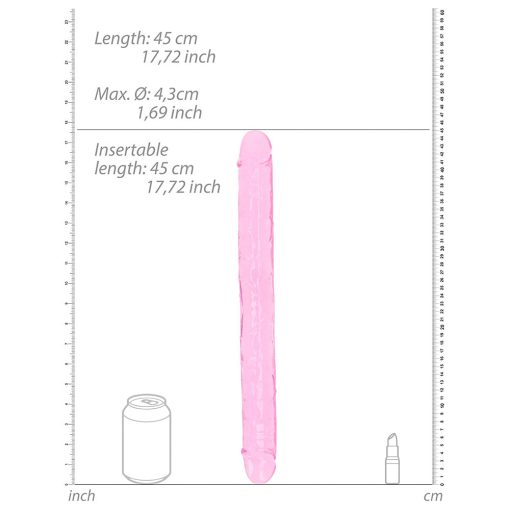 Realrock Crystal Clear Double Dong 18 In. Dual-Ended Dildo Pink - Image 4