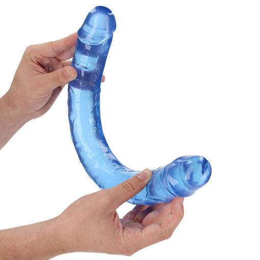 Realrock Crystal Clear Double Dong 18 In. Dual-Ended Dildo Blue - Image 2