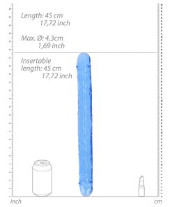 Realrock Crystal Clear Double Dong 18 In. Dual-Ended Dildo Blue