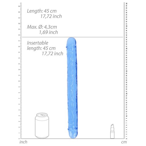 Realrock Crystal Clear Double Dong 18 In. Dual-Ended Dildo Blue - Image 4