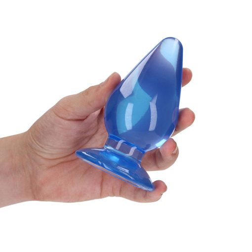 Realrock Crystal Clear 4.5 In. Anal Plug Blue - Image 3