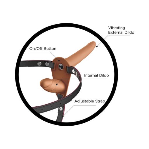 Skinsations Double Dickin Vibrating Dual-Sided Strap-On With Harness Vanilla - Image 2