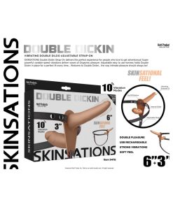 Skinsations Double Dickin Vibrating Dual-Sided Strap-On With Harness Vanilla