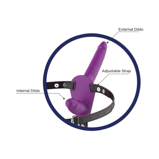 Stardust Double Dickin Dual-Function Strap-On With Harness Silicone Purple - Image 2