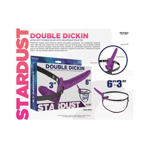 Stardust Double Dickin Dual-Function Strap-On With Harness Silicone Purple - Image 3