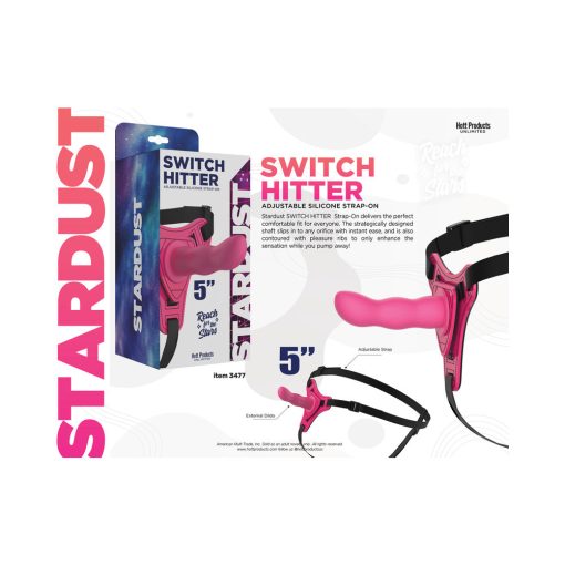 Stardust Switch Hitter Silicone Strap-On Dildo With Harness 5 In. Pink - Image 3